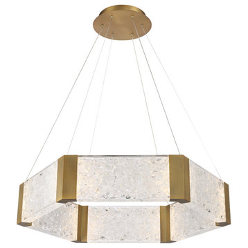 Modern Forms PD-76034 Forever 34"W LED Suspended Drum Chandelier - Aged Brass