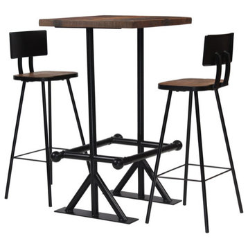 vidaXL Bar Table and Chair Set Dining Table Set 3 Piece Solid Reclaimed Wood