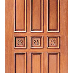 Single Door, Hand Carved 9-Panel in Mahogany - Front Doors