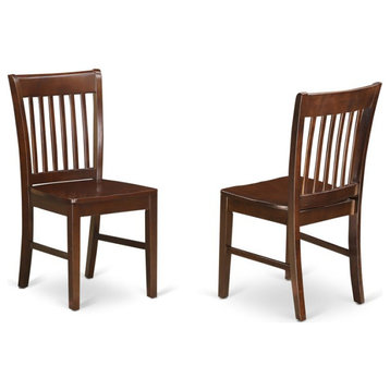 East West Furniture Norfol 11" Wood Dining Chairs in Mahogany (Set of 2)