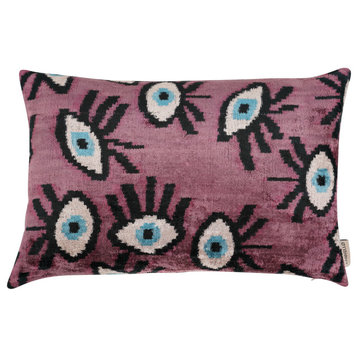 Canvello Luxury Pink Purple Evil Eye Pillow for Couch, 16x24 in