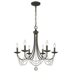 Golden - Golden 7644-6 RBZ 6-Light Chandelier, Mirabella - Reminiscent of vintage Hollywood glamour, the Mirabella collection dresses the traditional home in high fashion. With graceful sweeping arms, the fixtures are available in a variety of finishes. Offered in multiple finishes, each piece is accessorized with drapes of crystal-clear glass beads.