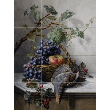 Tile Mural A Still Life With Fruit And A Bird, Marble