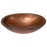AmbienteHomeDecor - 19" Oval Single Bowl Vessel Double Wall Hammered Copper Bathroom Sink, 18 Gauge - Our beautiful 19x14x5" Oval Double Wall Hammered Copper Bathroom Sink makes the perfect addition to your bathroom decor! This sink is beautifully handcrafted by Mexican artisans from 18 gauge certified pure copper (99% copper, 1% zinc, lead free). It features a 1" flat lip and a 1.5" drain opening (drain not included). It installs easily as a vessel. Additionally, copper is naturally more antibacterial and antimicrobial than other metals. We are confident this sink will add tremendous style and value to your home decor!