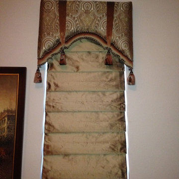 Swag balloon valances & Upholstered cornice with scallop design