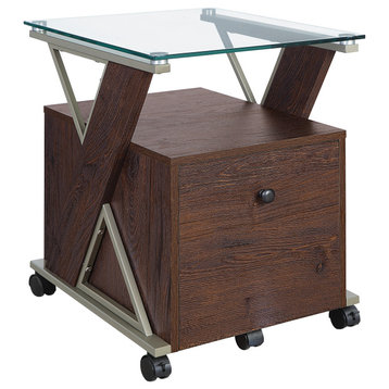 Zenos Mobile File Cabinet With Casters, Traditional Cherry