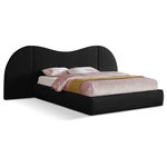 Meridian Furniture - Everest Upholstered Bed, Black, Queen, Linen Textured Fabric - Awaken to the promise of a blissful slumber with the Everest Linen Fabric Bed, a luxurious haven that seamlessly blends classic elegance with contemporary design. Crafted with a sumptuous, rich black linen fabric, this bed beckons you to sink into its cloud-like embrace, inviting peaceful nights and rejuvenating mornings. Its gently curved headboard transcends mere aesthetics, offering unparalleled flexibility to suit your preferences and space. Removable side panels grant you the freedom to choose between a classic silhouette for a more open, airy feel for a spacious ambiance, or an expanded option that adds a more dramatic focal point to your room. Whether you favor a cozy nook or a bright and breezy retreat, this bed effortlessly adapts to your vision.