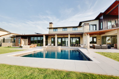 Inspiration for a modern backyard pool remodel in Austin