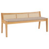 Pemberly Row 147" Padded Seat Transitional Wood/Foam Bench in Beige/Natural