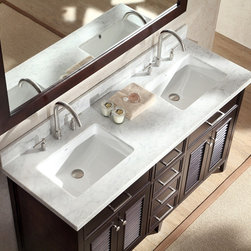 61 inch Cottage Double Sink Bathroom Vanity Set in Espresso Finish - Bathroom Vanities And Sink Consoles