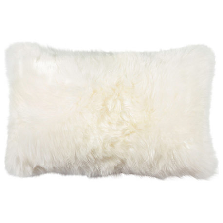 Natural 100% Sheepskin New Zealand Pillow, Natural, 12"x20"