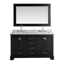 Design Element - Omega 61" Double Sink Vanity Set, Espresso - Bathroom Vanities And Sink Consoles