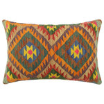 Bareens Designer Rugs - Turkish Rustic Whiting Hand Woven Kilim Pillow - Embellish your home with this timeless casual chic handmade Southwestern Kilim throw pillow covers made with wool and cotton. Constructed on a loom by Nomad Turkman people with hand spun wool and Natural Vegetable dyes these beautiful Kilim pillow covers are known for their beautiful repetitive geometrical, naturalistic floral and traditional patterns yet still giving it a moden look. Masterfully artisan-crafted on traditional Kilim looms with a contemporary fashion palette producing bold intricate sharp patterns making them a standout piece in any decor.