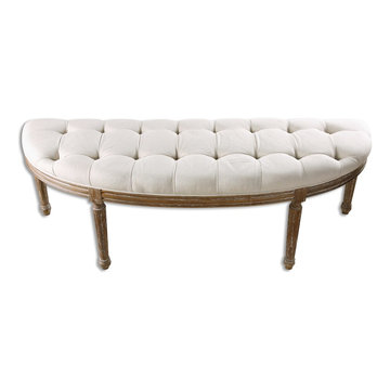 Uttermost Leggett Tufted Bench in White