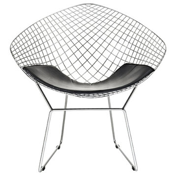 Diamond Lounge Chair- Chromed Steel Wire Frame Lounge Arm Chair