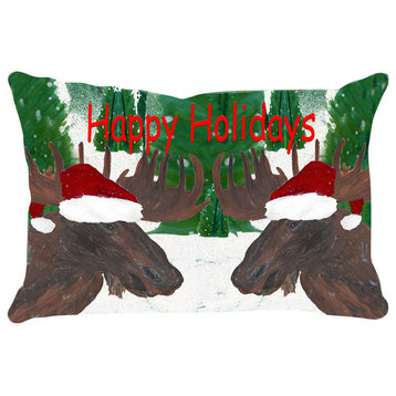 Holiday Pillow Sham, 30"x20", Santa Moose
