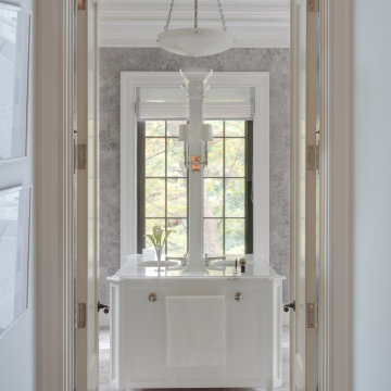 Classical Master Bath with Floating Sink Island