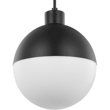 Progress Lighting Globe Black Small LED Pendant, Opal, P500147-031-30