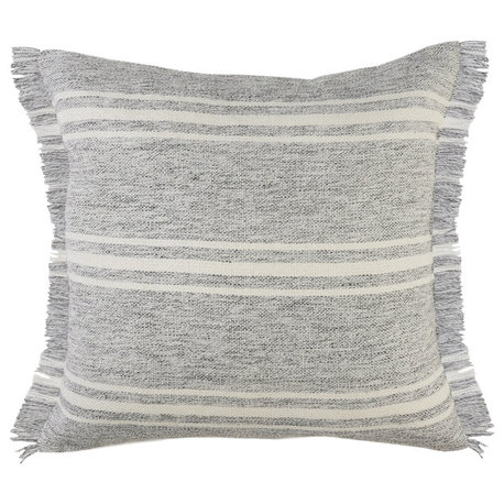 Farmhouse Triple Stripe Throw Pillow with Fringe