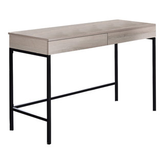 Benzara BM211102 Wooden Desk with 2 Drawers Metal Frame Washed