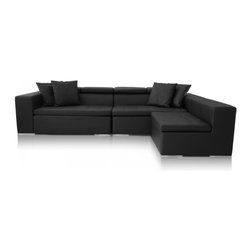 Monaco Black Leather Sofa - Furniture