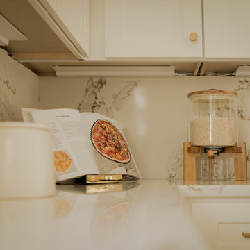 Transitional Kitchen with Custom Arched Coffee Bar