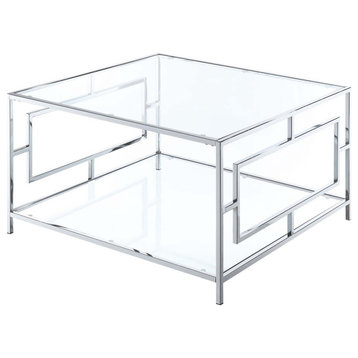 Town Square Chrome Square Coffee Table With Shelf