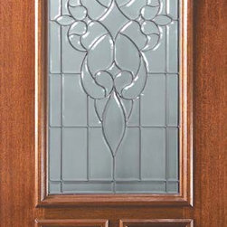 Slab Single Door 96 Wood Mahogany Courtlandt 2 Panel 2/3 Lite Glass - Front Doors