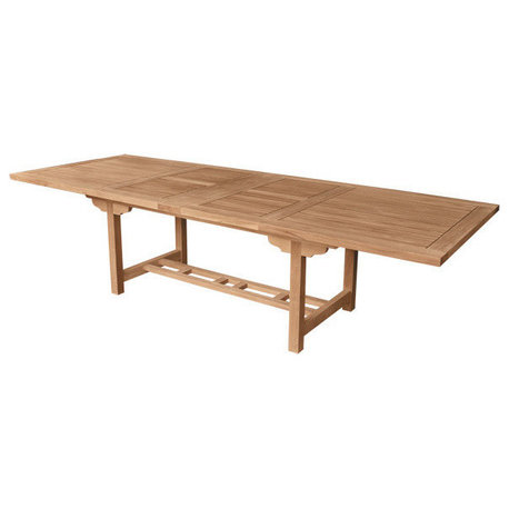 43"x77-97-117" Double Rectangular Extension Table Extra Thick Wood