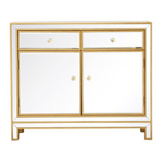Home Living Nightstand 2 Drawers 2 Doors 38" W X 12" D X 32" H, Gold Paint