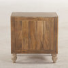 29" T Night Stand Artisan Hand Carved Front Panel Drawers Sustainable Mango Wood