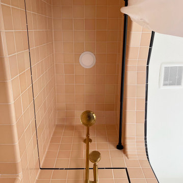 Subway Ceramics & Marble Mosaics Pink Bathroom