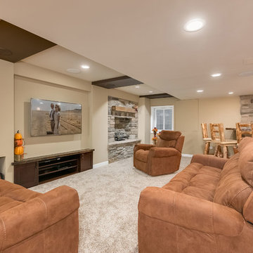 Basement Home Theater & Fireplace