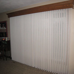 Wood Cornice and fabric wrapped vertical blinds - Vertical Blinds