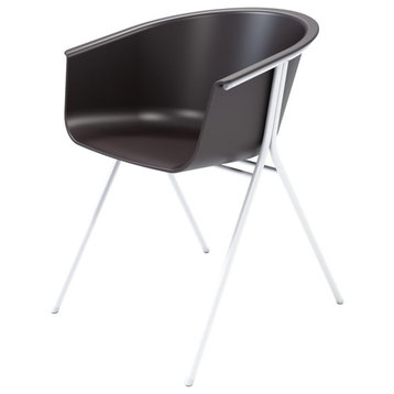 Olio Designs Tee Plastic Guest Arm Chair in Black Coffee and Silver