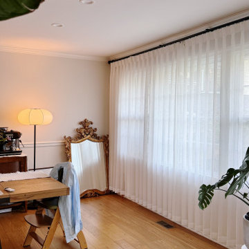 Motorized Curtain Rod with White Mesh Sheer Curtains – New York Home
