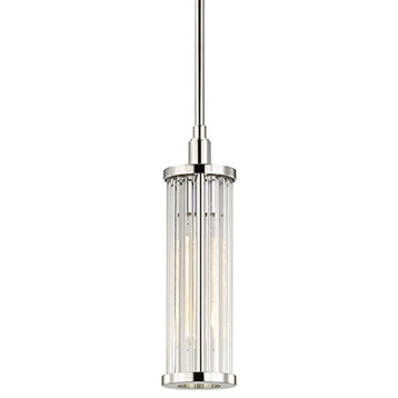 Marley 1-Light Pendant, Polished Nickel Finish, Clear Glass Shade