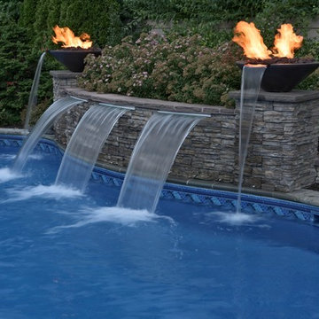 Custom swimming pool with water feature