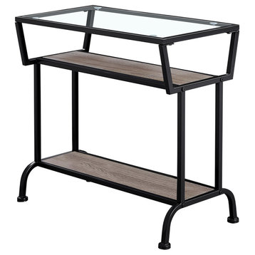 2-Tier Accent Table, Tempered Glass, Brown
