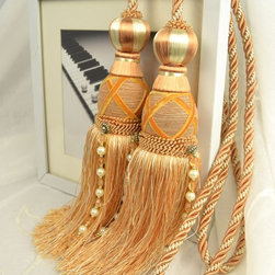 9 Colors QYM44 Polyester Curtain Tassel Tie Backs in Orange Color - Window Treatment Accessories