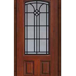 Single Door 80 Fiberglass Cantania 2 Panel Arch Lite GBG Glass - Front Doors