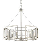 Golden Lighting - Golden Lighting 6068-5 PW Marco - 5 Light Chandelier - Sleek angles, pure geometry, and industrial finishes synergize to make an ultra-modern statement in Golden Lighting's Marco collection. A soft Pewter finish heightens the light airy look of the collection, while Clear Glass cylinders surround the stately silhouettes of candelabra bulbs. The Marco chandelier provides ample light with contemporary flare.  Assembly Required: Yes  Shade Included: No  Sloped Ceiling Adaptable: Yes  Canopy Diameter: 5.00  Dimable: YesMarco 5 Light Chandelier in Pewter with Clear Glass Pewter Clear Glass *UL Approved: YES *Energy Star Qualified: n/a  *ADA Certified: n/a  *Number of Lights: Lamp: 5-*Wattage:60w Incandescent E12 Candelabra bulb(s) *Bulb Included:No *Bulb Type:Incandescent E12 Candelabra *Finish Type:Pewter