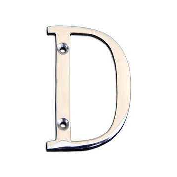3" Brass Alphabet A, Polished Chrome, Letter D
