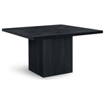 Meridian Furniture - Belinda Solid Wood Dining Table, Black, 54" W X 54" D, 1 Table - Give your dining room or eat-in kitchen a casual vibe with this Belinda dining table. A solid wood base and resilient construction offers impeccable durability and remarkable beauty. The square top rests on the fluted base, providing oodles of elbow room for family and friends to get comfortable while they nosh on their meal. The chair's made from wood and wood products for resilience, and its neutral black finish lets it mesh well with the dining chairs or stools of your choice.