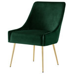 Inspired Home - Fergo Dining Chair, Set of 2, Emerald Velvet, Armless, Leg: Gold - Our trendy dining chairs in set of 2 add stylish intrigue to your dining room and kitchen area. These beautifully upholstered dining chairs create a warm, inviting seating option with a unique style that will add an aura of sophistication to your dining room with its alluring comfort and luxurious style. Choose from a wide variety of available color choices and pattern options to complement your existing color palette.FEATURES: