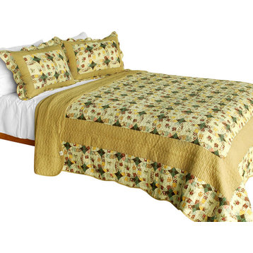 Autumn in Countryside Cotton 3PC Patchwork Quilt Set (Full/Queen Size)