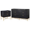 Home Square 2 Piece Furniture Set with Nightstand and 7-Drawer Chest in Black