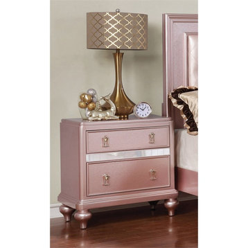 Furniture of America Appell Solid Wood 2-Drawer Nightstand in Rose Gold
