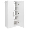 Contemporary Large Storage Cabinet, Doors With Bar Metal Handles, White
