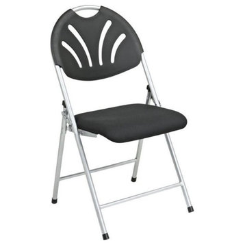 Scranton & Co Plastic Folding Chair in Black and Silver (Set of 4)